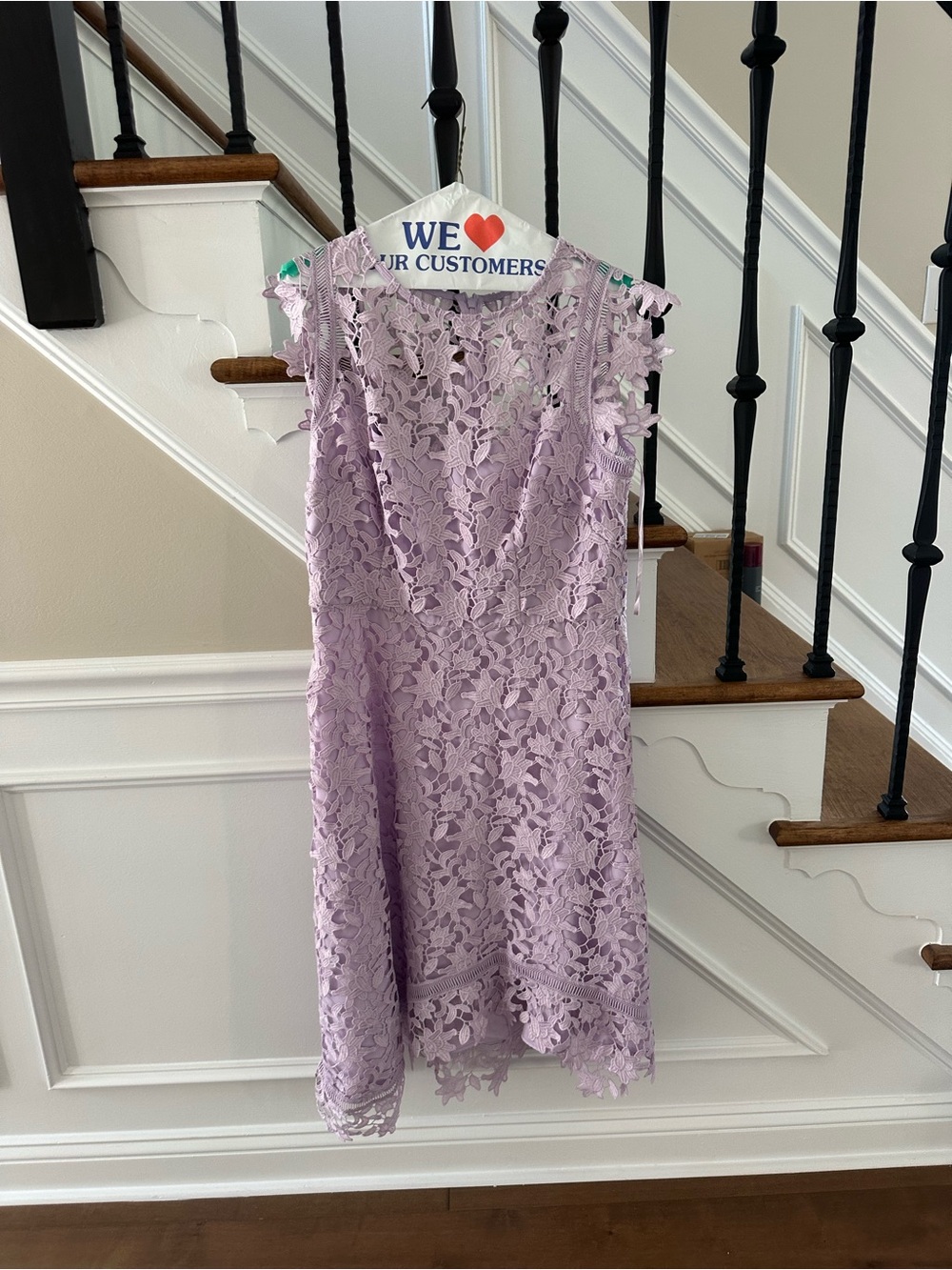 Eliza J Lavender Floral Lace Asymmetrical Dress